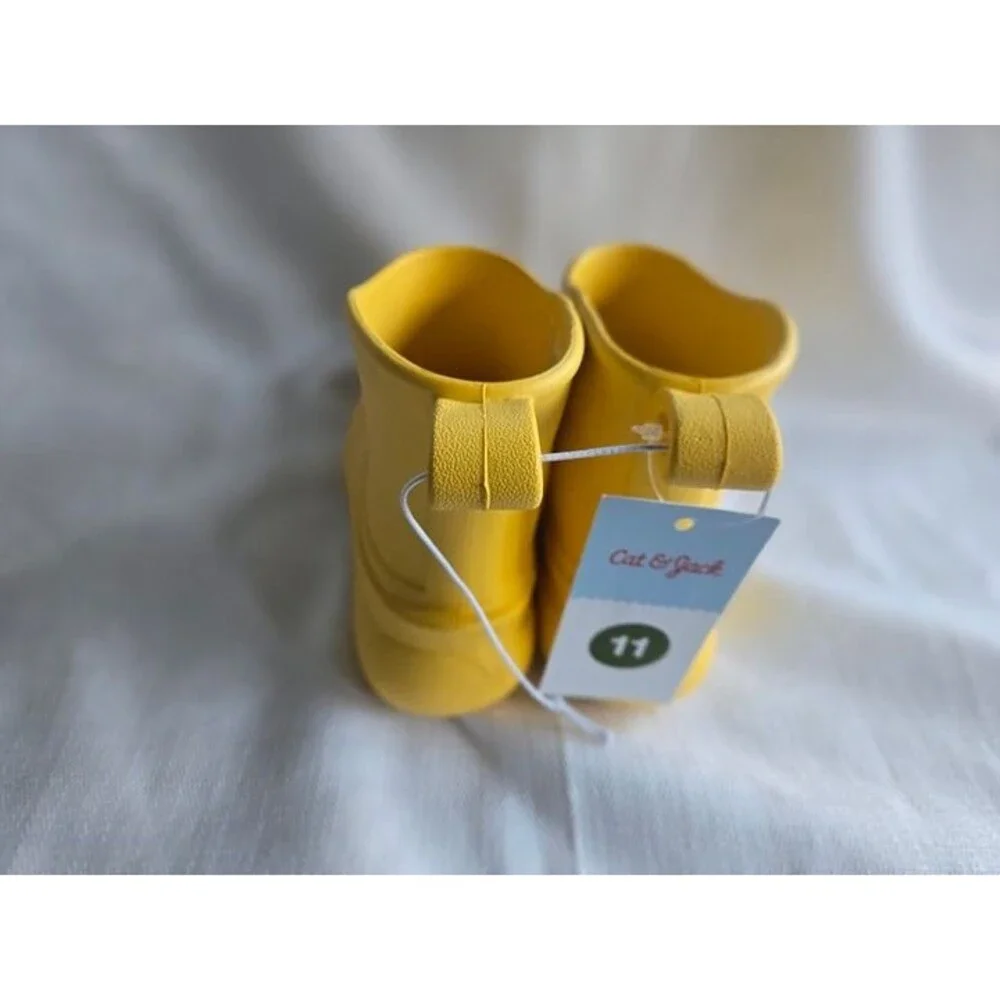 Cat & Jack Yellow Rain Boots - Kids Boys Girls size 11 Toddler - NEW